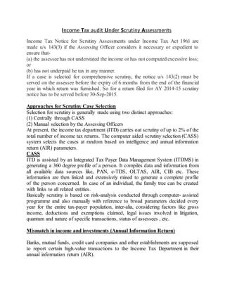 Income Tax Notice Under Scruitny Assessements Pdf