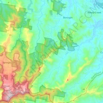 Springbrook National Park topographic map, elevation, terrain