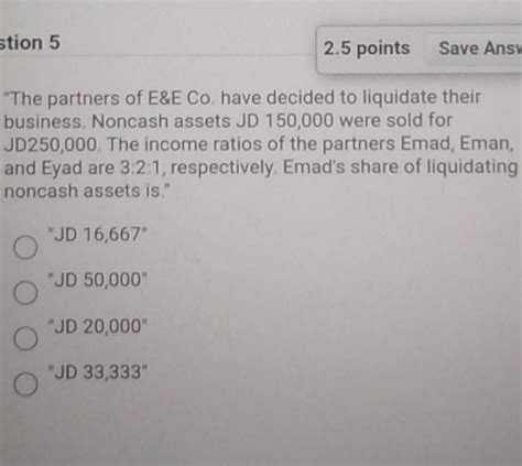 Solved Stion 5 2 5 Points Save Ansy The Partners Of E E Co Chegg