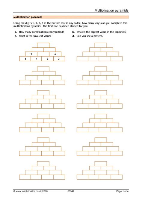 Multiplication Pyramids Ks3 4 Maths Teachit