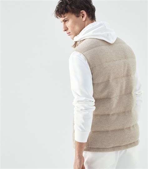 Mens Brunello Cucinelli Neutrals Down Filled Cashmere Gilet Harrods Uk