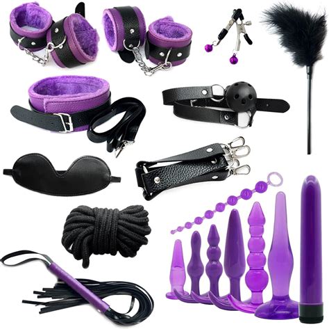 BDSM Fesseln Sex Set Perfekt Bondage Set 18 Stück Handschellen Sex Bett Analplug Anal Dildo