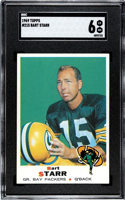 1969 Topps 215 Green Bay Packers HOF Bart Starr Football Card SGC 6