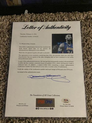 Kobe Bryant Signed Piece X Rare Psa Authenticated Ebay