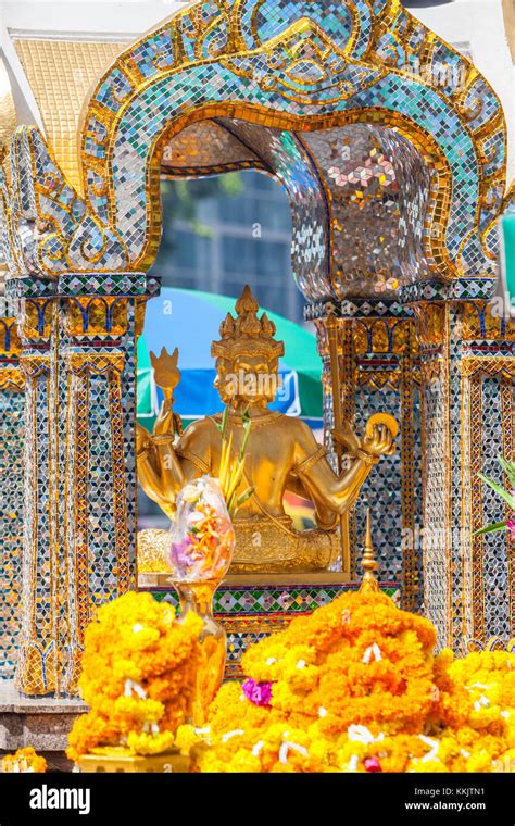 Bangkok Thailand Hindu Lord Brahma In The Erawan Shrine Stock Photo