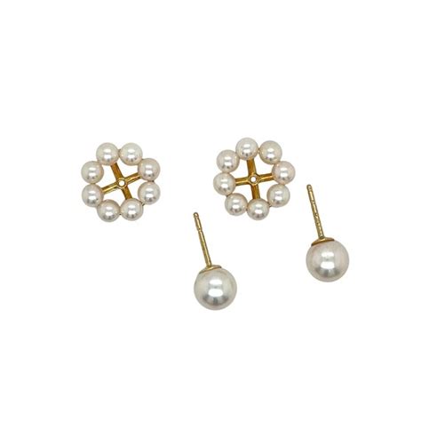 Mikimoto 18k Yellow Gold Pearl Earring Gem