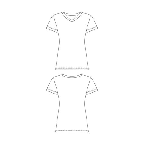 Premium Vector Template Vneck Tshirt Women Vector Illustration Flat Sketch Design Outline