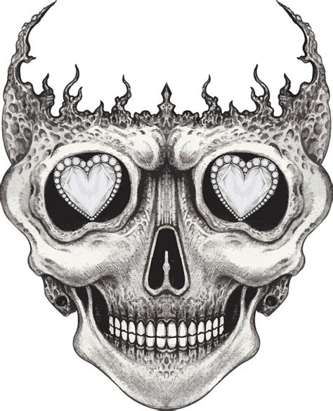 Art Fancy Surreal Skull Hand Drawing And Make Graphic Vector 17260364