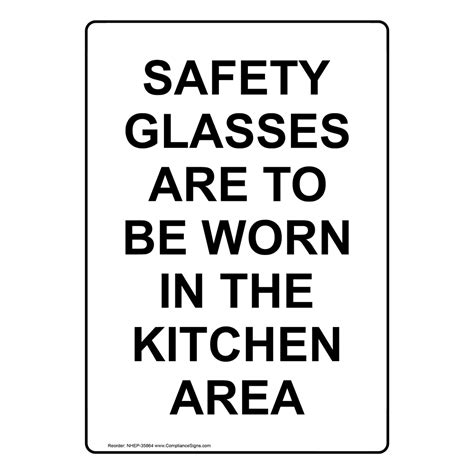 Vertical Sign Ppe Eye Safety Glasses Are To Be Worn In The