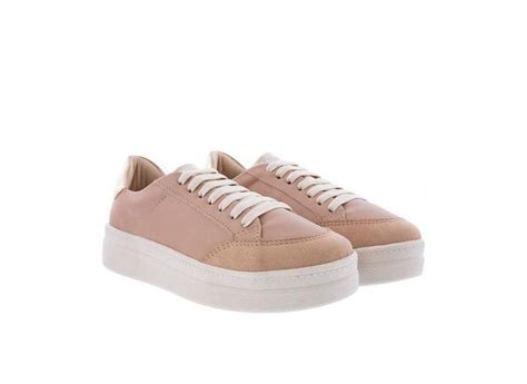 Tênis Gabriela Flatform Feminino Metalizado Camurça Nude em Promoção é no Buscapé
