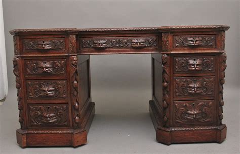19th Century Carved Oak Desk