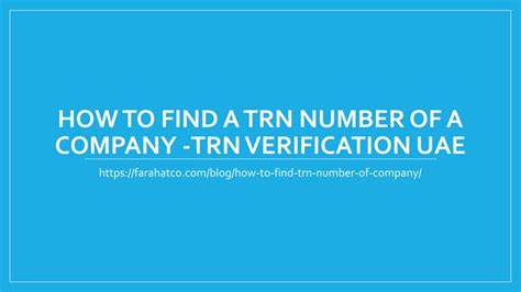 How To Find A Trn Number Of A Company Ppt