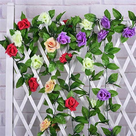 Cherryhome 8FT Artificial Rose Vine Silk Flower Garland Fake Hanging