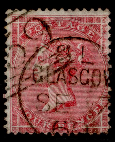 GB QV SG66 4d Rose Carmine FINE USED Cat 150 GLASGOW CDS 1st4stamps