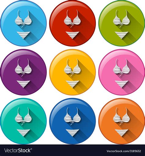 Round Icons With Bikini Sets Royalty Free Vector Image