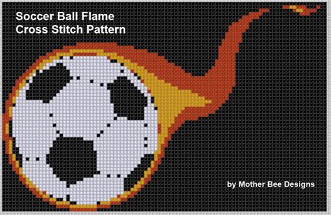 Soccer Ball Flame Cross Stitch Pattern Size On 14 Count Etsy