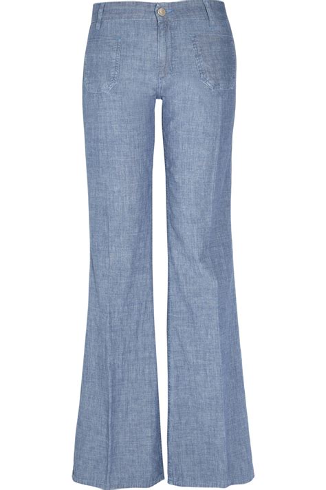 Lyst M I H Jeans Miramar Mid Rise Wide Leg Chambray Jeans In Blue