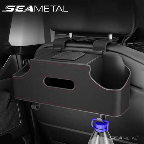 Seametal Car Seat Back Cup Holder Storage Box Tissue Box With Hook Auto