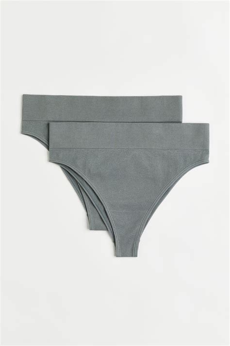 2er-Pack Slips Brazilian - Hoher Bund - Grau - Ladies | H&M DE