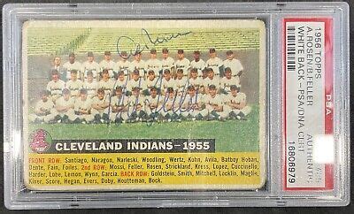 1956 Cleveland Indians Team Card White Back PSA Authentic Signed Feller