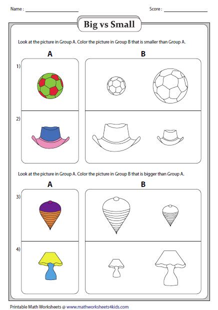 Big Or Small Worksheets