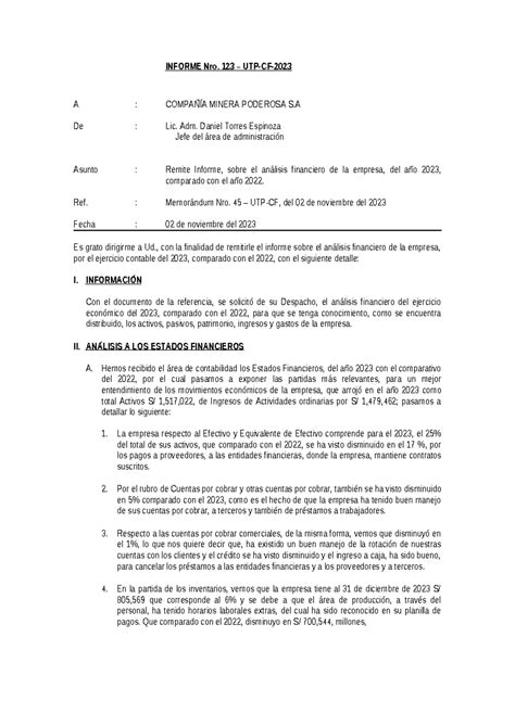 Informe Compa Ia Minera Poderosa Informe Nro Utp Cf A