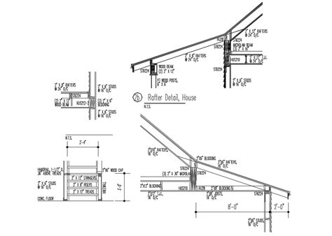 Roof Rafter Design AutoCAD Drawing - Cadbull