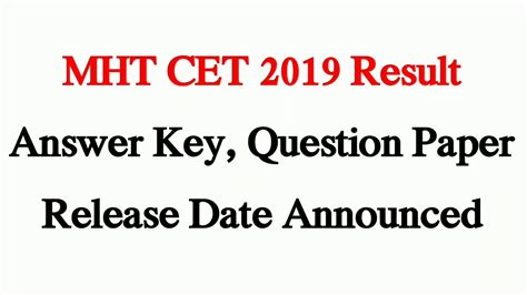 Mht Cet 2019 Result Answer Key Question Paper Release Date Announced