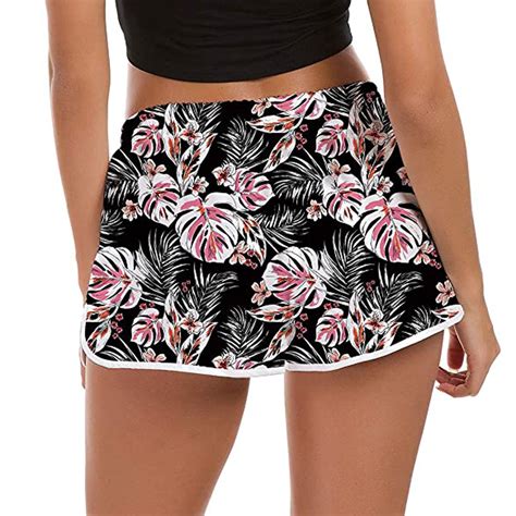 Oavqhlg3b Womens Swim Shorts Boxer Drawstring Board Short Quick Dry