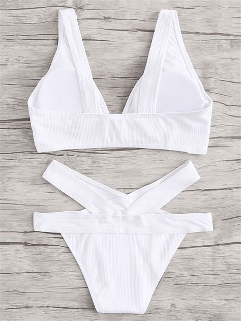 Ribbed Bikini Set SheIn Sheinside