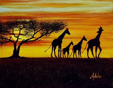 Giraffe Silhouette Painting by Adele Moscaritolo - Fine Art America