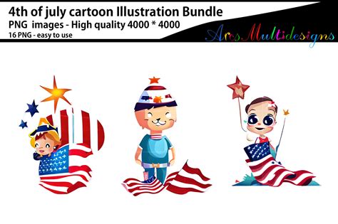 4th Of July Cartoon Illustration Bundle By Arcsmultidesignsshop