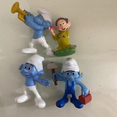 Lot of 4 Smurf Figures Smurfette Snow White Dopey Dwarf 2" PVC | eBay