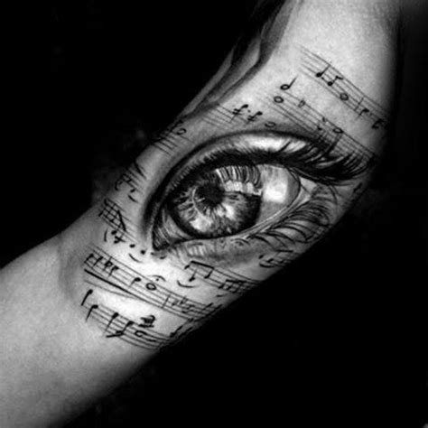 50 Music Staff Tattoo Designs For Men - Musical Pitch Ink Ideas