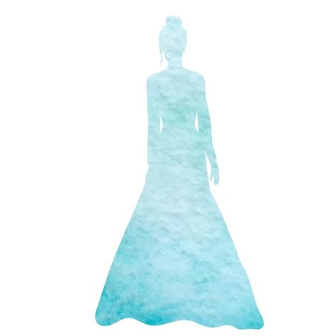 Premium Vector Bride Princess Blue Watercolor Silhouette Isolated