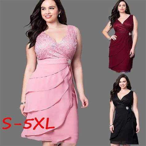 Semi Formal Wrap V Neck Dress Plus Size For Womens High Waist Midi