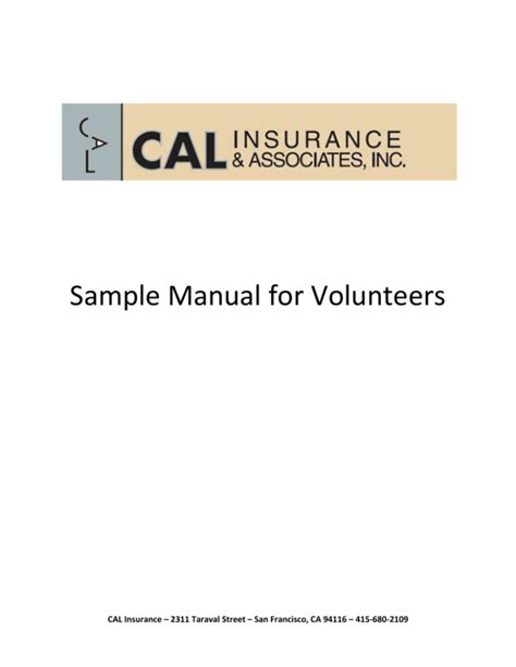 Sample Manual For Volunteers