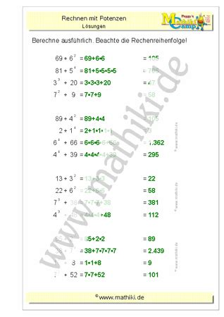 Rechnen Mit Potenzen Klasse Mathiki De