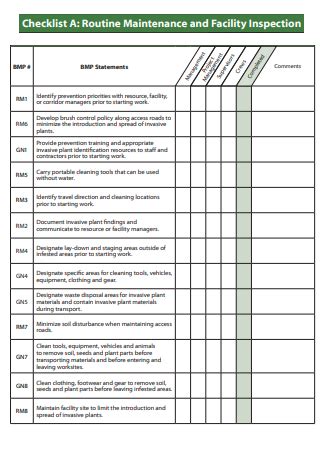 5+ SAMPLE Facility Maintenance Checklist in PDF