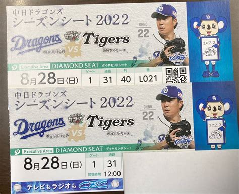 Yahoo オークション 【通路側良席】中日vs阪神 8月28日 日 バンテリ