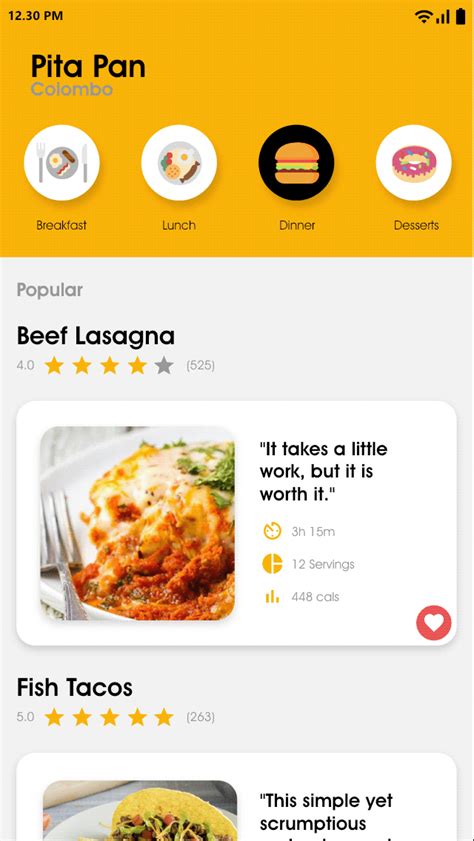 Food Recipe App Ui On Behance