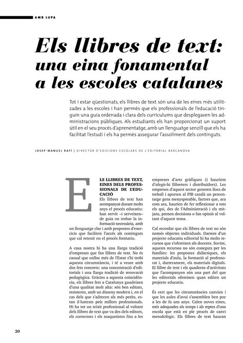 Els Llibres De Text Una Eina Fonamental A Les Escoles Catalanes PDF