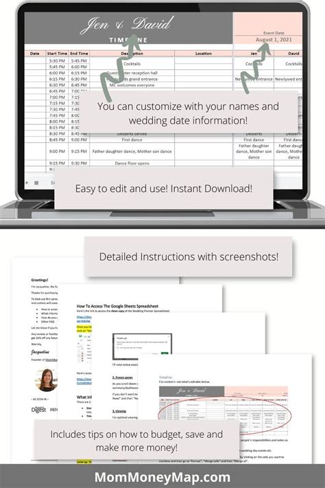 Wedding Day Timeline Google Sheets Spreadsheet