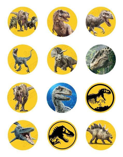 Jurassic Park Dinosaur Edible Cake And Cupcake Toppers Dinosaur Printables Dinosaur Cupcake