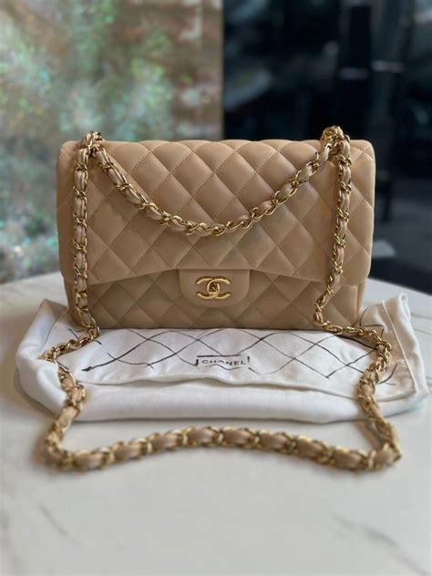 Chanel Nude Double Flap Classic Jumbo Shoulder Bag GHW Luxury Bags Wallets On Carousell