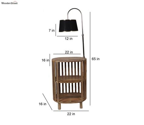 Buy Fergal Fabric Shade Shelf Floor Lamp With Wood Base Black At 31