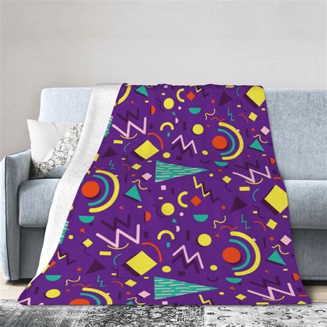 Ocsxa Flannel Fleece Retro 80s Style Print Throw Blanket Lightweight