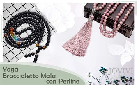 Jovivi Mm Bracciale Mala Tibetano Con Grani In Legno Per Donna