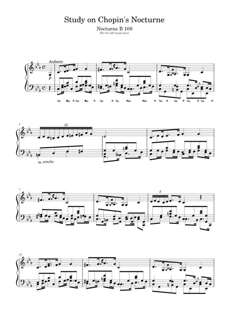 Nocturne In C Minor B108 For The Left Hand Alone Sheet Music For