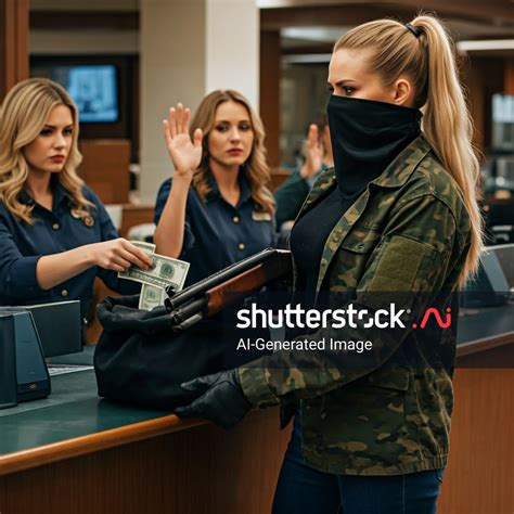 Ponytailed Blonde Woman Black Satin Bandana AI Generated Image